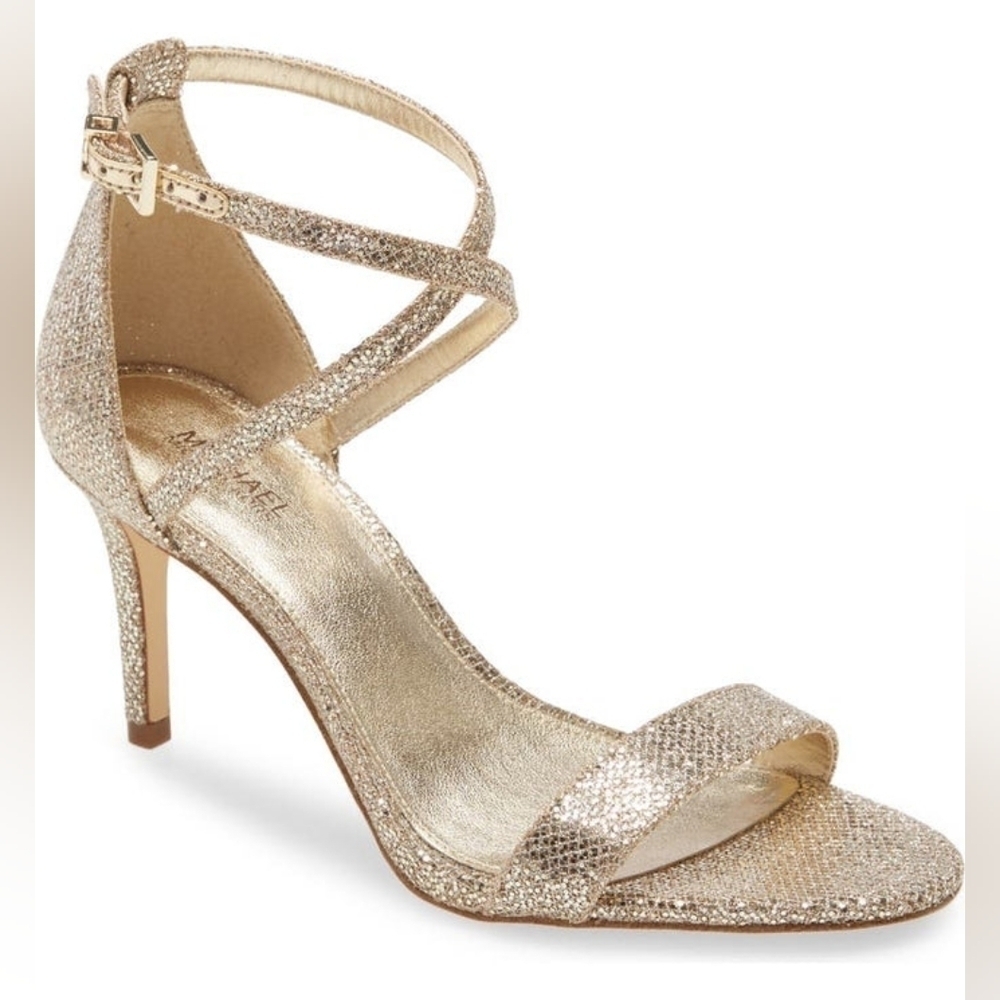 MICHAEL KORS - AVA GLITTER FABRIC SANDALS  Stiletto Heels Size 9